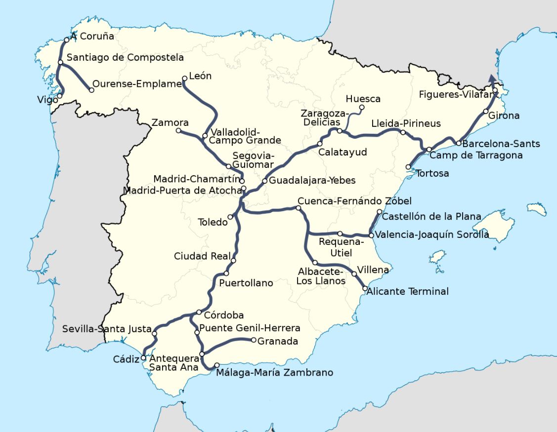 Mapa Ave España 2020 